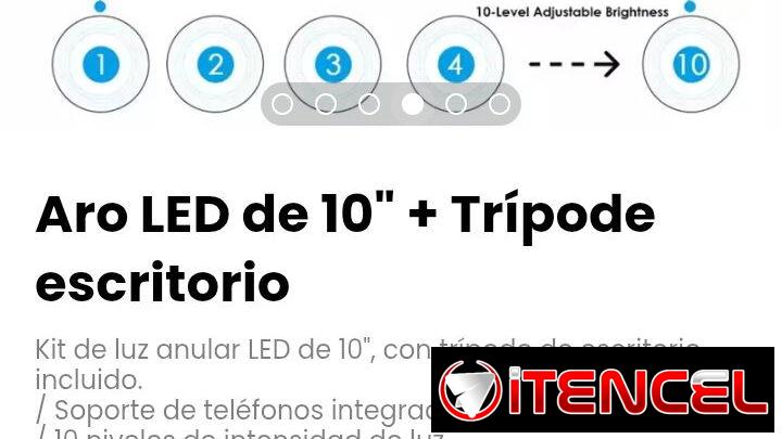 Kit de luz anular LED de 10″, con trípode de escritorio incluido.