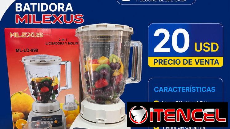 Batidora con molinillo Milexus. 🔸Vaso Plástico 1,5 lts  🔸4 Velocidades  🔸1 Mes de garantía  🔸110V – 60hz. 300W