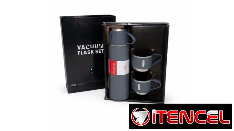 TERMO TÉRMICO CON 3 VASOS GRIS VPT-0358