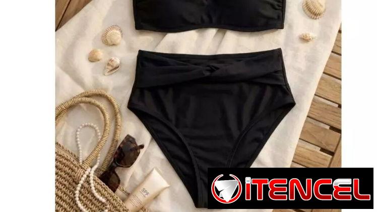 ✨ Biquini tope negro de talle alto ✨