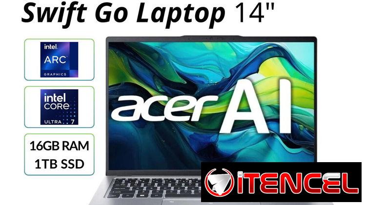 LAPTOP 🎁NUEVA🎁📦CAJA, Acer Swift Go 14 (SFG14-73T-75FA), 14″ Tactil, Intel Core Ultra 7 155H, 16GB DDR5, 1TB