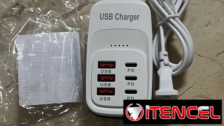 Regleta de carga rápida, HUB, concentrador de puerto USB, tipo C. Ideal para carga y transferencia de datos.
