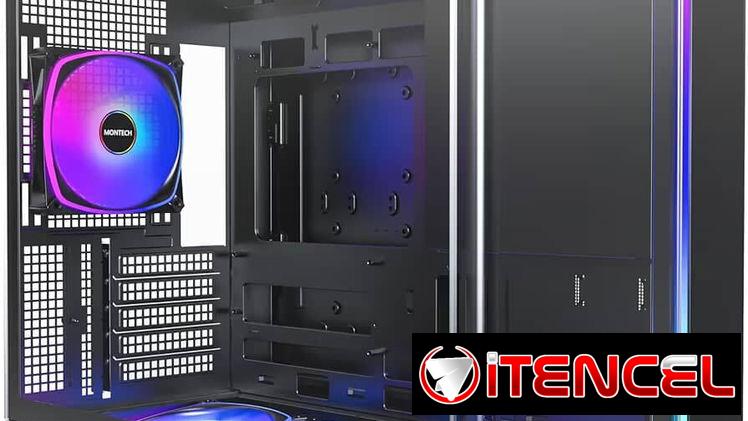 Tengo más cosas 170usd MONTECH King 15 PRO Micro-ATX Caja de PC, Vidrio Panorámico Curvo, Flujo de Aire de Chimenea, Sop