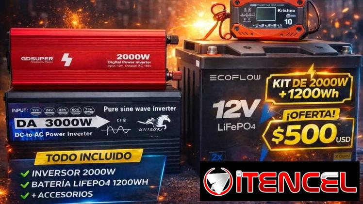 Kit de respaldo energético, cargador, inversores, ventilador recargable, lámparas recargables