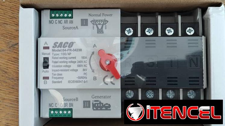 Transfer Automático de 4 Polos 100A, 220V 〽️ Marca: SACO