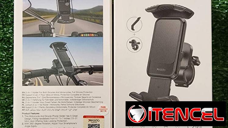 Porta celular Universal Marca Yesido (Líder mundial en accesorios móviles)2 en 1 para Moto y Bicicleta