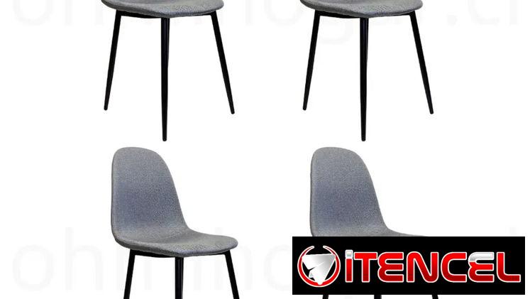 Conjunto de 4 Sillas de Comedor Importadas con Tapiz Lino de Color Gris New en Caja Sellada