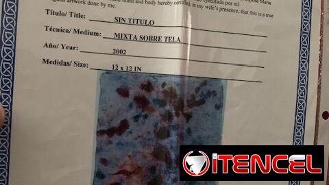 Cuadro del pintor cubano José Mijares con su certificado de autenticidad.