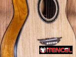 Guitarra con forma personalizada: tapa de glelina, fondo y aros de yaca.