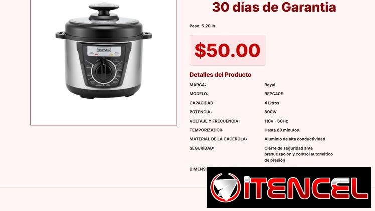 Olla Eléctrica de Presión Royal 4L: Control Automático y Seguridad VPT#-0224