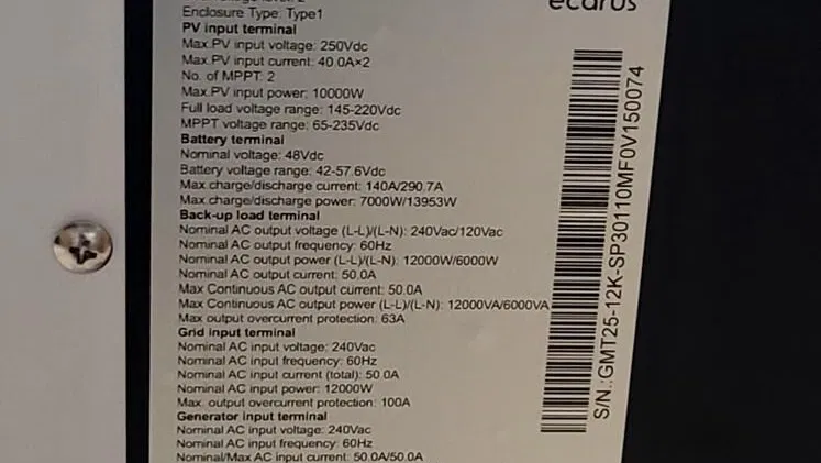 Inversor Ecarus de 12Kw de potencia precio 2300