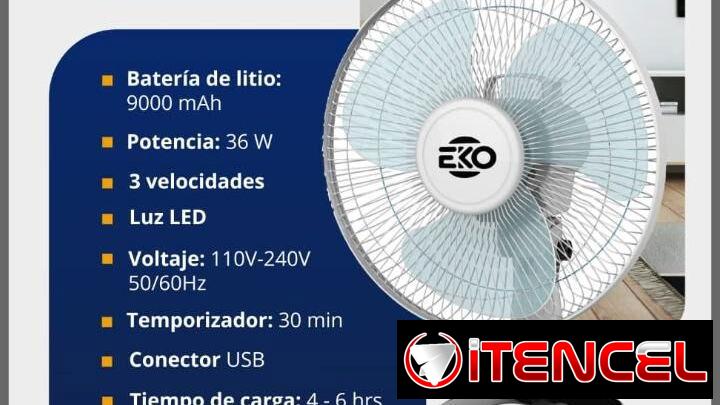 Ventilador Recargable de mesa 12″ Marca EKO (f)