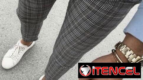 Pantalon de cuadros , pantalon de vestir , camisa blanca,  camisa azul , ropa de vestir elegante para hombres