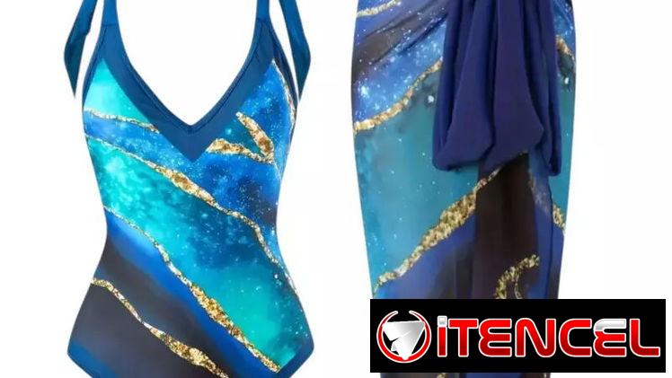 Juego/ Conjunto Traje de Baño. Enterizo y Falda. Estilo Veraniego y Colorido