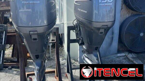 Par de motores fueraborda Yamaha de 150 CV y ​​4 tiempos (año 2010) con eje de 25 pulgadas