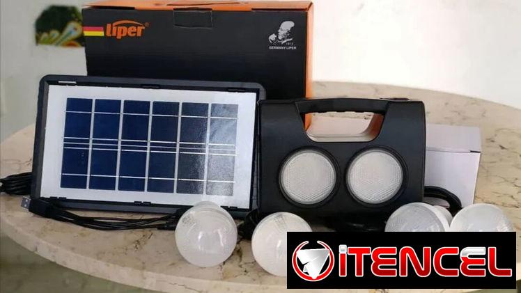 Lámpara recargable + panel solar y bombillos