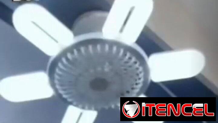 Ventilador lámpara de techo 2 en 1, girnalda solar, imanes portanotas , lámpara recargable solar para césped