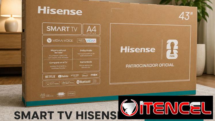Smart TV Hisense de 43 pulgadas (con cajita externa y soporte fijo a la pared)