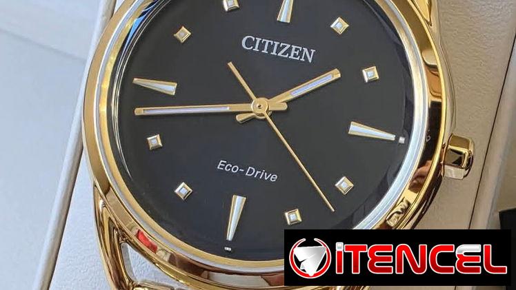 FE7092-50E clásico citizen eco-drive para mujer, acero inoxidable en tono dorado