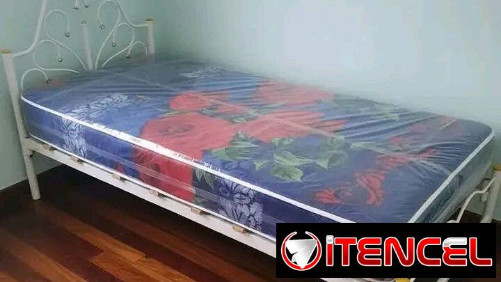 Cama personal de tubos con colchón de muelles con guata y capa de espuma