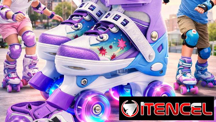 * Combo Patines Ajustables para Niños y Niñas (3-12 años) con Luces LED y Equipo de Protección