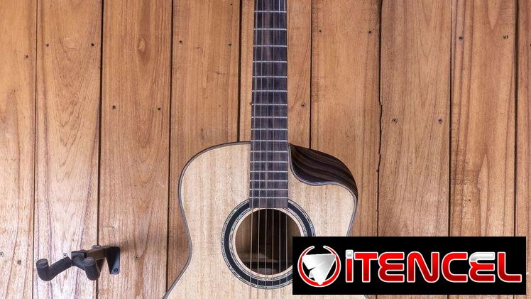 Guitarra con forma personalizada: tapa de glelina, fondo y aros de yaca.