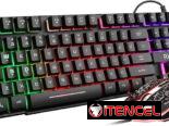 Juego de teclado y Mouse combo  Gaming Rii. Semi mecanico retroiluminado rgb arcoiris