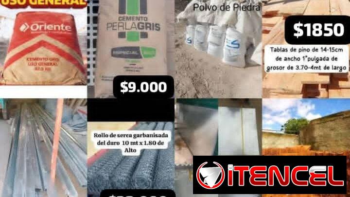 Cemento Gris Importado, Arena, Grava y Polvo de Piedra, Cabillas, Bloques, Ladrillos y Madera para Encofre.
