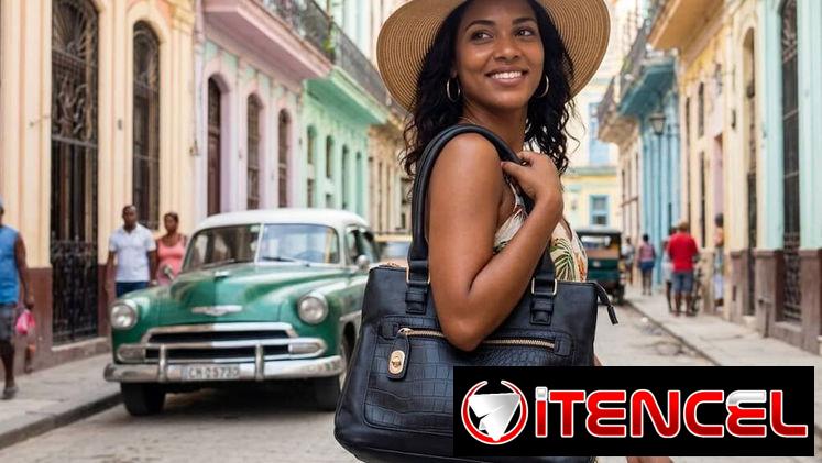 Cartera negra mediana con varios compartimentos y zíper