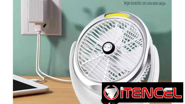 Ventilador recargable con lámpara led