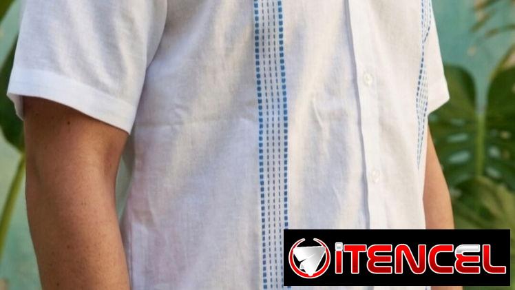 Camisa de Lino Blanca con Bordado de varios colores, escoja el suyo