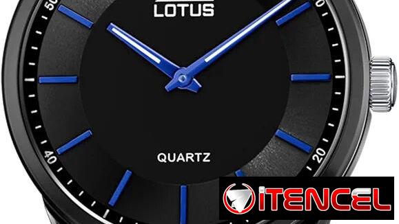 LOTUS Reloj Hombre Analógico de Acero Inoxidable 316l Negro – Movimiento de Cuarzo – Cristal Mineral de Alta Resistencia