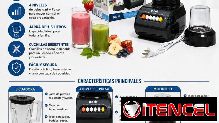 📌 Licuadora de Jarra Plástica (negras y blancas ) 1.5 litros