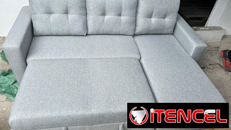 Sofa cama gris con baúl sofa cama grande de 3 plazas importado original en su caja