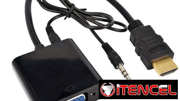 Adaptador HDMI-VGA con salida de audio(HDMI punta Dorada)..Nuevo