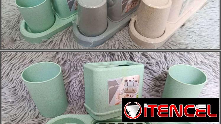 Set de vasos con portacepillo para el baño (G2)