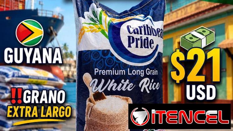 Arroz guyanes-Sacos de 22kg-48.5lb y bolsas de 1kg-2.2lb Grano extralargo