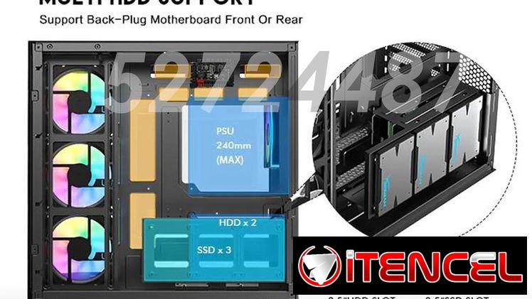 ✅✅52724487 – Chasis Gaming Semi panorámico DIYPC ARGB-N3-BK + 4 fanes ARGB 120mm✅✅