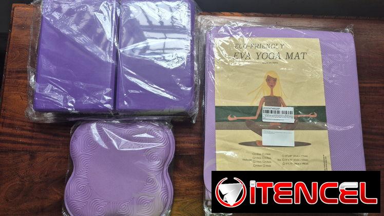 Esteras. Bloques de entrenamientos. Almohadillas de apoyo. Set completo para Yoga y Fitness. Equipaje con lo mejor.