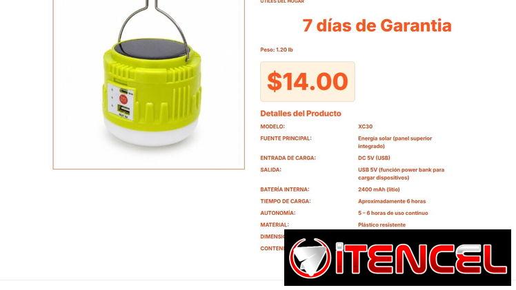 Lámpara Colgante XC30 Pro Real Pro: 2400 mAh y Carga Solar de Lujo Real VPT#-0379