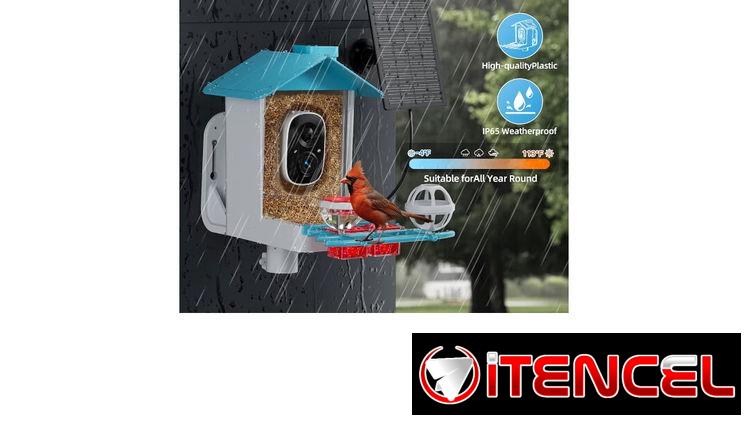 Camara solar para patio con comedero para pajaros