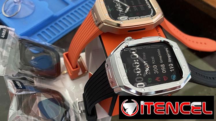Manilla exclusiva para Apple Watch 44mm (Protector metálico y Correa de silicona) Súper Calidad!!