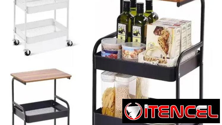 Organizador multifuncional de metal con ruedas  ✅Medidas: 80 cm altura x 30 x 43 cm ancho  🏷️ $30 usd