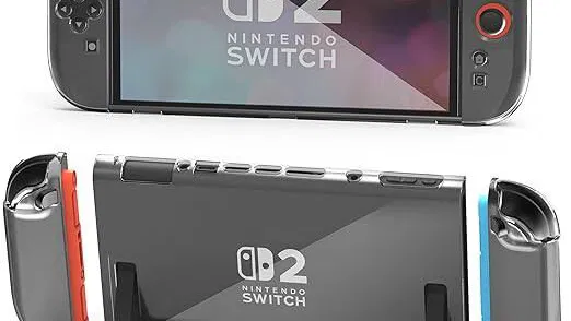 Funda transparente para Nintendo Switch 2 (2025) con agarre cómodo