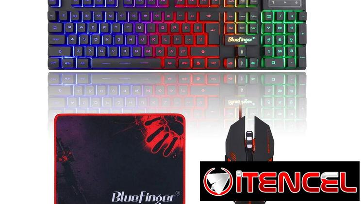 BlueFinger Combo Gamer RGB Teclado Retroiluminado + Mouse Gaming LED + Alfombrilla USB para PC y Laptop