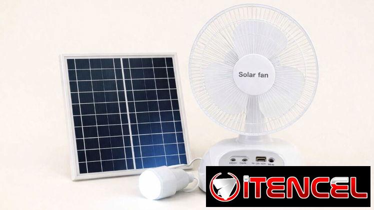 Ventilador Recargable con panel solar y bombillo