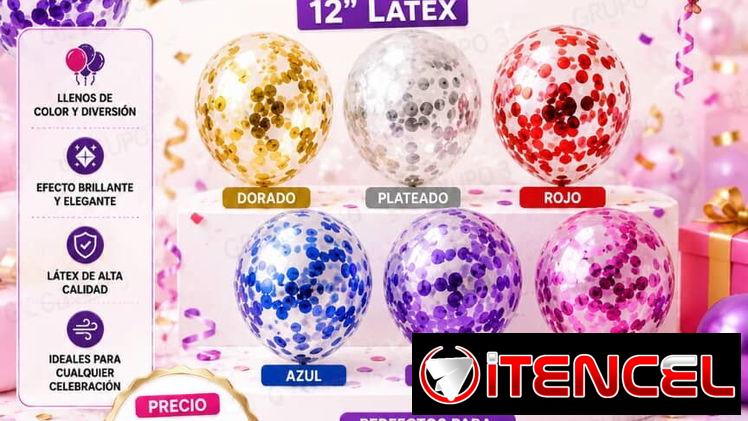 Combos de globos látex, cromados, con confetis, de número y mucho más