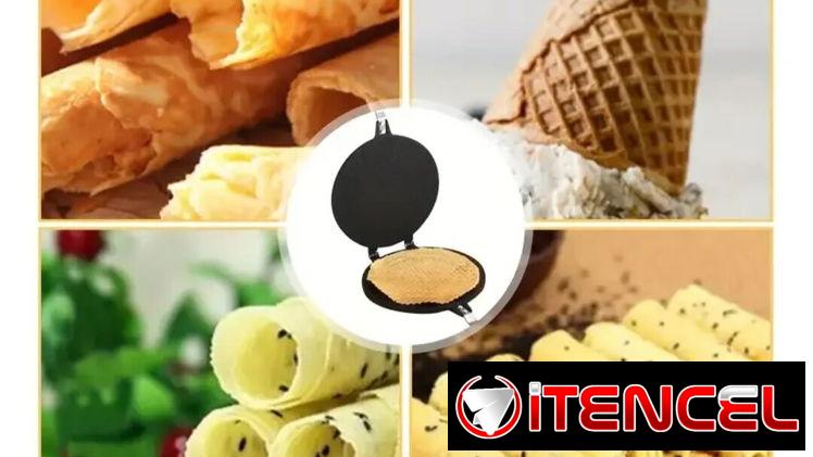 Máquina manual para confección de barquillos, canastas y rollos