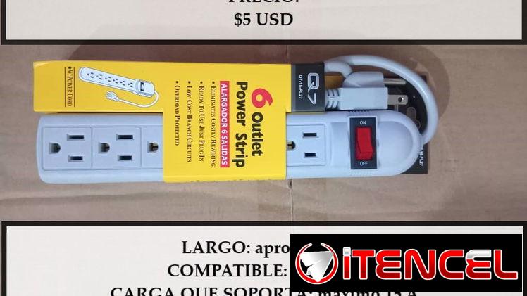 REGLETA ELECTRICA Q7 6 SALIDAS 110 / 120 V – 85 CM, ENTREGA DE FACTURA. VARIEDAD DE ÚTILES DEL HOGAR, ETC