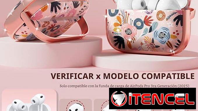 * Funda floral para AirPods Pro 3 (2025) con soporte, llavero y kit de limpieza